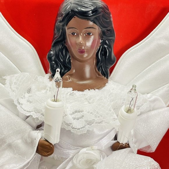 African American Angel Tree Topper 10 Inch Incandescent December Home Pre-Lit - Picture 3 of 8